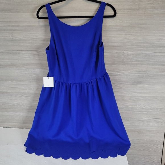 Susana Monaco Dresses & Skirts - Susana Monaco Blue Ruched Scalloped A-Line Party Cocktail Summer Dress NWT 12